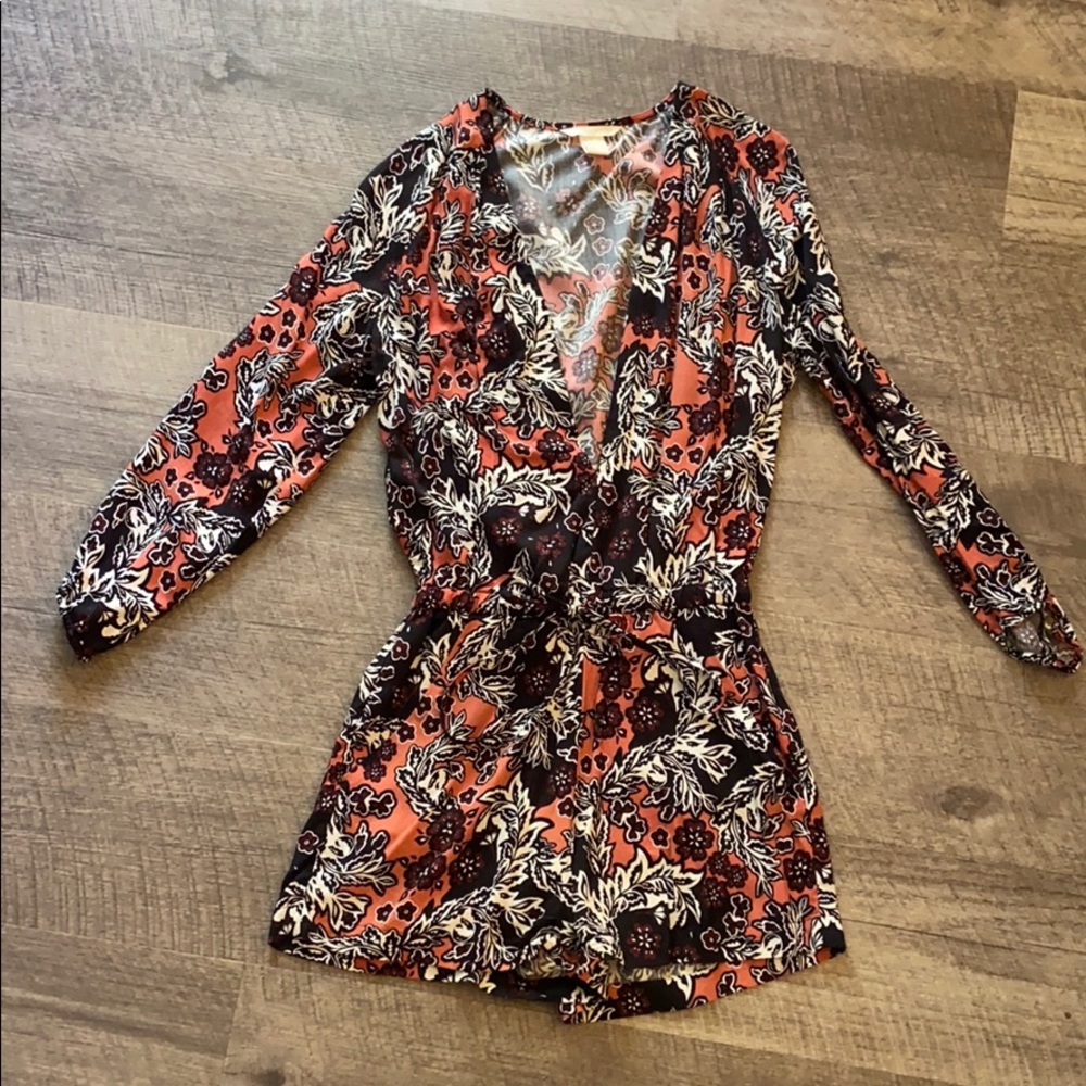 Long sleeve, plunge romper